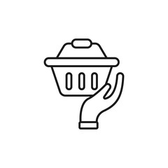 Shopping Cart with Hand icon Vector Design. Shopping Cart icon with Hand Gesture design concept for e-commerce, online store and marketplace website, mobile, logo, symbol, button, sign, app