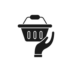 Shopping Cart with Hand icon Vector Design. Shopping Cart icon with Hand Gesture design concept for e-commerce, online store and marketplace website, mobile, logo, symbol, button, sign, app