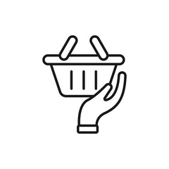 Shopping Cart with Hand icon Vector Design. Shopping Cart icon with Hand Gesture design concept for e-commerce, online store and marketplace website, mobile, logo, symbol, button, sign, app
