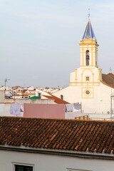 Torre de Iglesia en el pueblo de Cartaya, provincia de Huelva, comunidad autonoma de Andalucia o Andalusia, pais de España o Spain