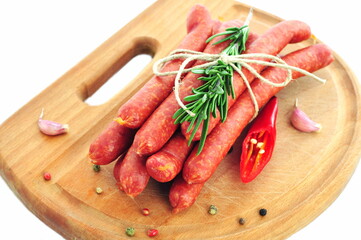 Smoked sausage with rosemary, peppercorns and garlic
