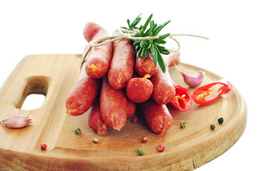 Smoked sausage with rosemary, peppercorns and garlic
