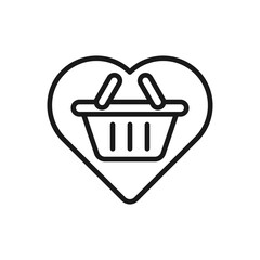 Shopping Wish List icon Vector Illustration. Shopping Wish List with Love Shape icon design concept for e-commerce, online store and marketplace website, mobile, logo, symbol, button, sign, App UI