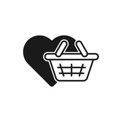 Shopping Wish List icon Vector Illustration. Shopping Wish List with Love Shape icon design concept for e-commerce, online store and marketplace website, mobile, logo, symbol, button, sign, App UI