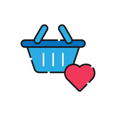 Shopping Wish List icon Vector Illustration. Shopping Wish List with Love Shape icon design concept for e-commerce, online store and marketplace website, mobile, logo, symbol, button, sign, App UI