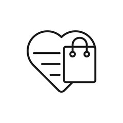 Fototapeta na wymiar Shopping Wish List icon Vector Illustration. Shopping Wish List with Love Shape icon design concept for e-commerce, online store and marketplace website, mobile, logo, symbol, button, sign, App UI