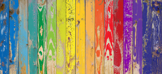 Fond bois vintage couleurs arc-en-ciel 