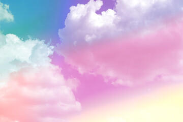 beauty sweet vivid colorful with fluffy clouds on sky. multi color rainbow image. abstract fantasy growing light