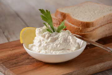 Taramosalata Greek spread Paste (pate) made of ground fish, shrimps, and caviar, served with lemon. Fish Egg Paste Tarama (white and rose), popular Israeli snack.
