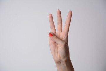 Number Three Woman Hand, A hand sign gesture