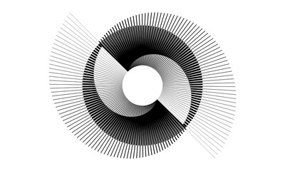 Spiral with lines as dynamic abstract vector background or logo or icon. Yin and Yang symbol.