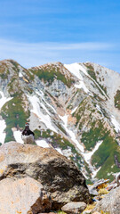 ライチョウ　雪山　縦