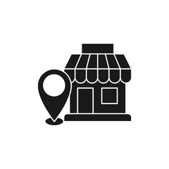 Store with Location icon Vector design Illustration. Store with Location Point icon vector design for e-commerce, online shop and marketplace website, mobile, logo, symbol, button, sign, app UI