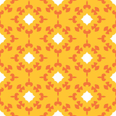 Beautiful background pattern with bright ornaments on a yellow background, wallpaper. Seamless pattern, texture. Vector illustration