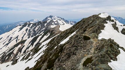 雄山から大汝山方面への稜線