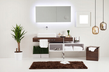 modern wall clean bathroom style and interior decorative design, modern lamp