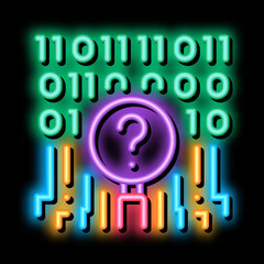 digital code researcher neon light sign vector. Glowing bright icon digital code researcher sign. transparent symbol illustration
