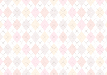 【背景素材】アーガイルチェック柄54　白背景（茶色、ピンク、グレー、オレンジ）