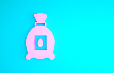 Pink Pack full of seeds of a specific plant icon isolated on blue background. Minimalism concept. 3d illustration 3D render