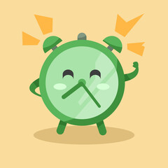 back to school flat vector design. educational items, clock as school reminder with cute character.