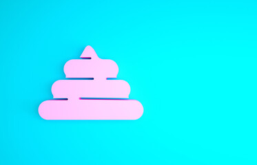 Pink Shit icon isolated on blue background. Minimalism concept. 3d illustration 3D render