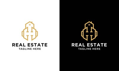 Line up letter H house logotype. Premium building house icon vector logo.
