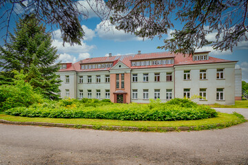 Fototapeta premium Historic agricultural school building in the city of Sedziejowice, Poland. 