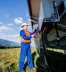 The inspector checks the actual output voltage level of inverter