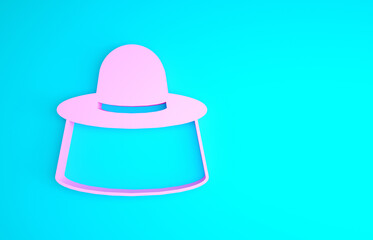 Pink Beekeeper with protect hat icon isolated on blue background. Special protective uniform. Minimalism concept. 3d illustration 3D render