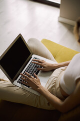 Fototapeta premium woman typing on a laptop