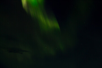 Northern lights detail view from Iceland. Green aurora