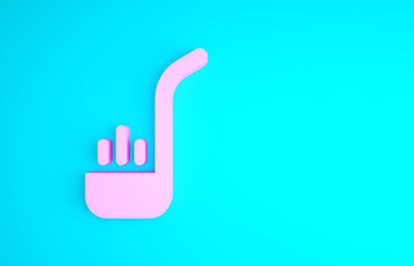 Pink Kitchen ladle icon isolated on blue background. Cooking utensil. Cutlery spoon sign. Minimalism concept. 3d illustration 3D render