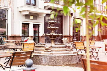 Street cafe. Outdoor. Selective focus