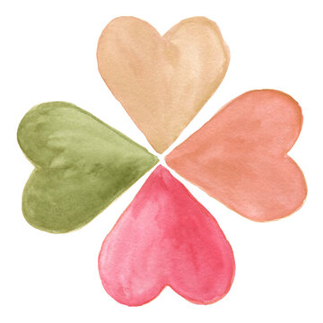 Watercolor Clipart, Shamrock, Green, Purple. Drawing of a multicolored clover flower.Sublimation, Art for print.