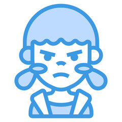 Girl blue line icon