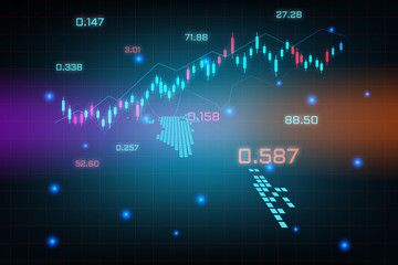 Stock market background or forex trading business graph chart for financial investment concept of Bahrain map. business idea and technology innovation design.