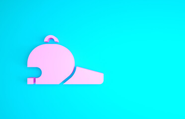 Pink Baseball cap icon isolated on blue background. Sport equipment. Sports uniform. Minimalism concept. 3d illustration 3D render