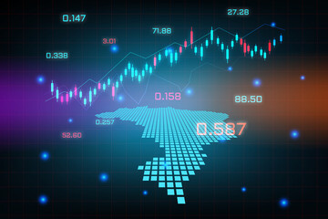 Stock market background or forex trading business graph chart for financial investment concept of Brazil map. business idea and technology innovation design.