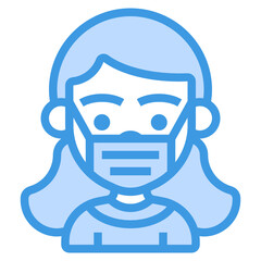 Girl blue line icon