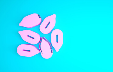 Pink Seeds of a specific plant icon isolated on blue background. Minimalism concept. 3d illustration 3D render