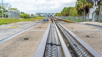 Fototapeta premium Railroad Tracks near Trainstop Miami 