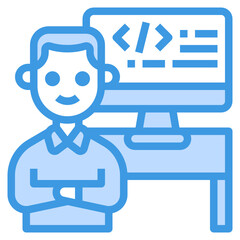 Programmer blue line icon