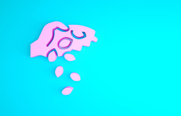 Pink Seeds of a specific plant icon isolated on blue background. Minimalism concept. 3d illustration 3D render