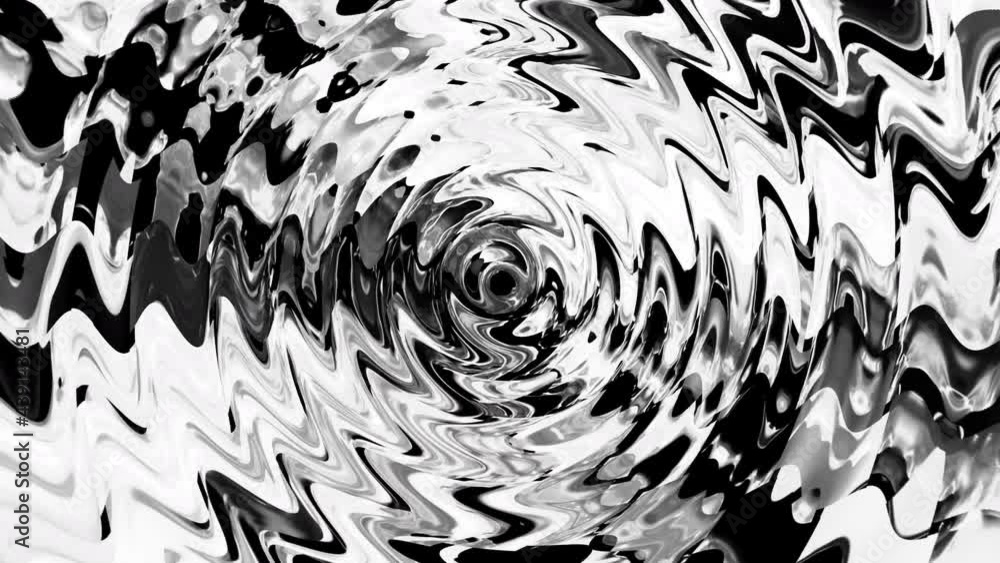 Poster abstract black to white fluid flow circle wave transition background. 4k visual video effects footag