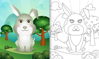 coloring book for kids with a cute rabbit character illustration