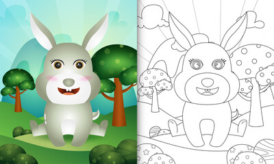 coloring book for kids with a cute rabbit character illustration