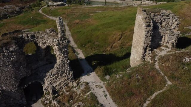  Flight over the Cave Monastery of St. Clement and the fortress in Crimea.