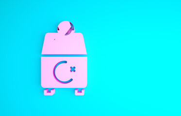 Pink Donate or pay your zakat as muslim obligatory icon isolated on blue background. Muslim charity or alms in ramadan kareem before eid al-fir. Minimalism concept. 3d illustration 3D render