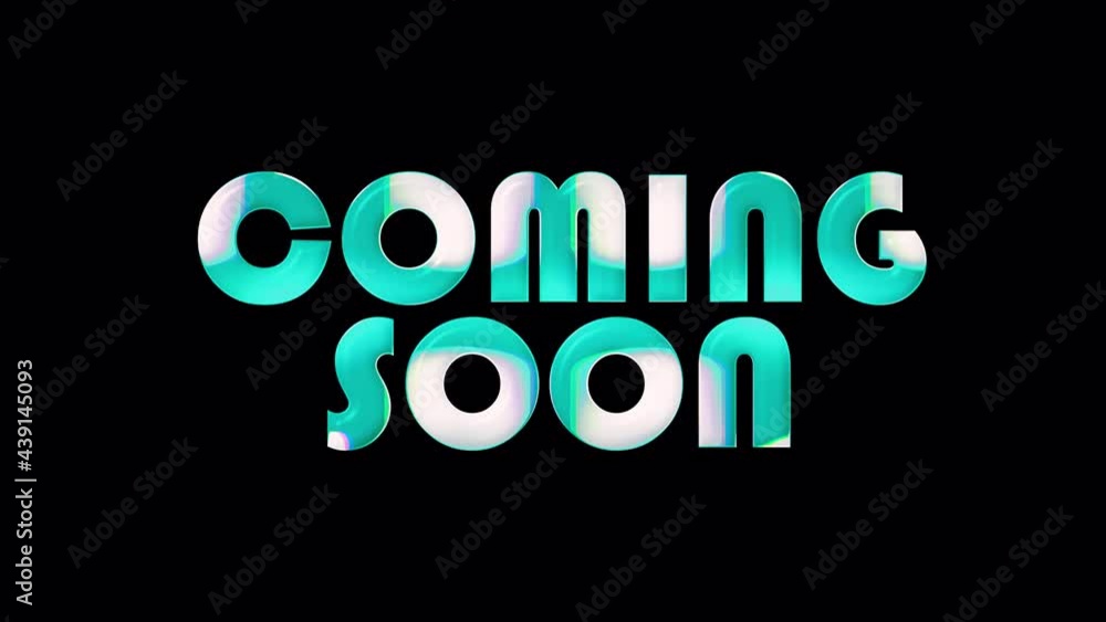 Poster 4k coming soon glitch text effect isolated title. the pop color word blue glitch coming soon loop li