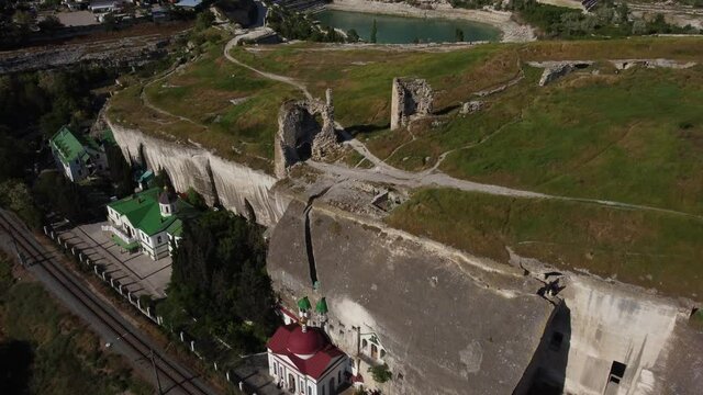  Flight over the Cave Monastery of St. Clement and the fortress in Crimea.
